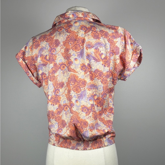 Button Up, Tropical Summer Blouse Short Sleeve - Picture 4 of 5